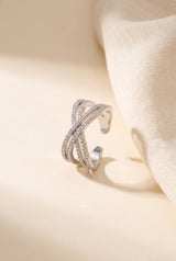 Pave X Shape Fashion Ring, Still life