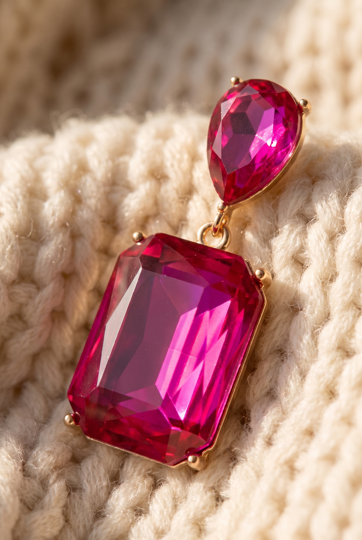 Poppy Square Crystal Drop Earrings, Detail