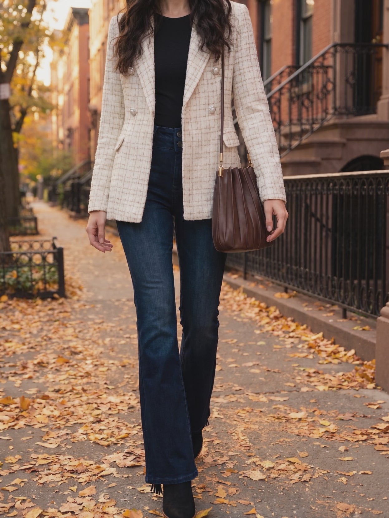 Video of the Carrie chocolate pleated shoulder bag styled for the holidays.