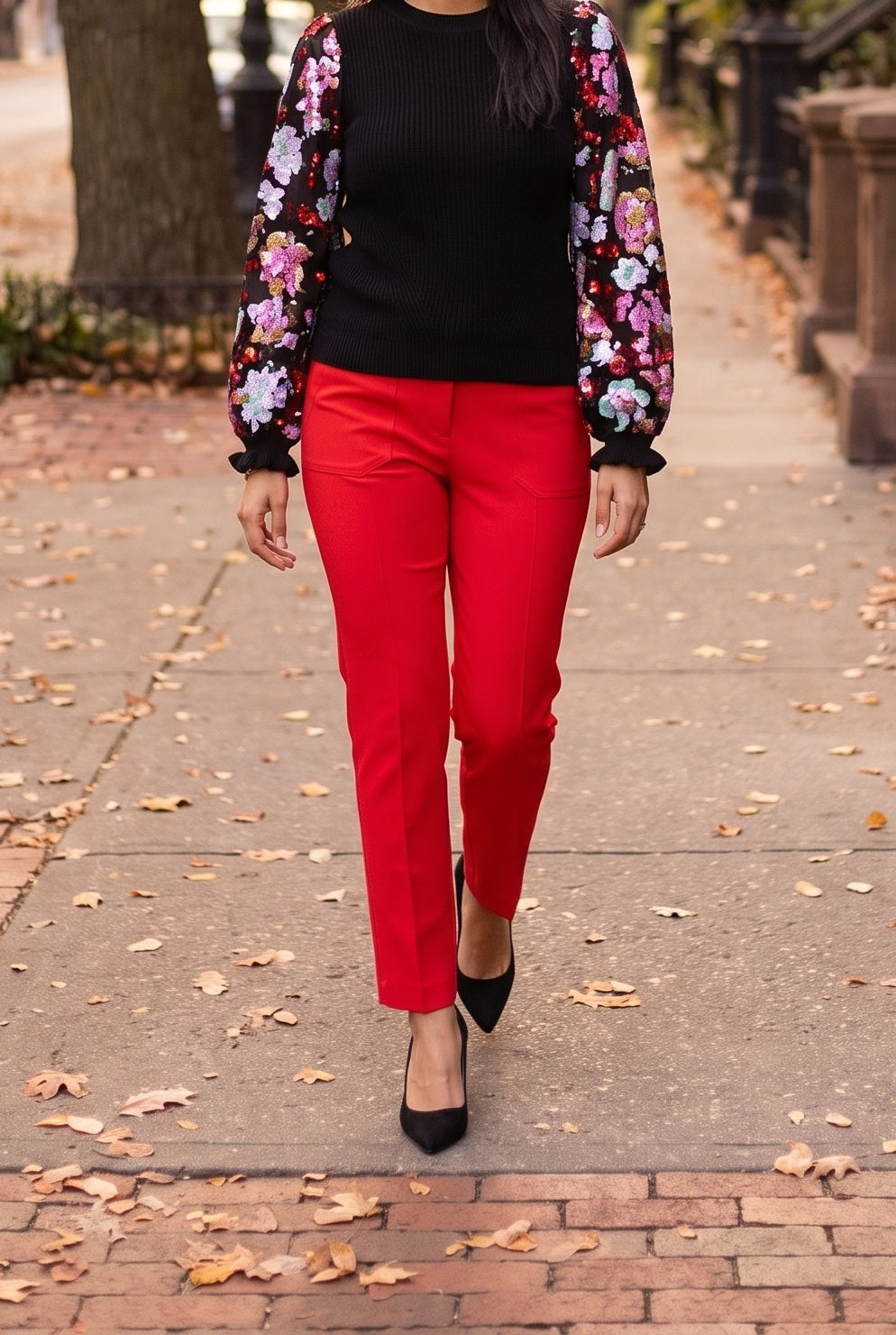 Right Next To You Sequin Sleeve Sweater, Fall street