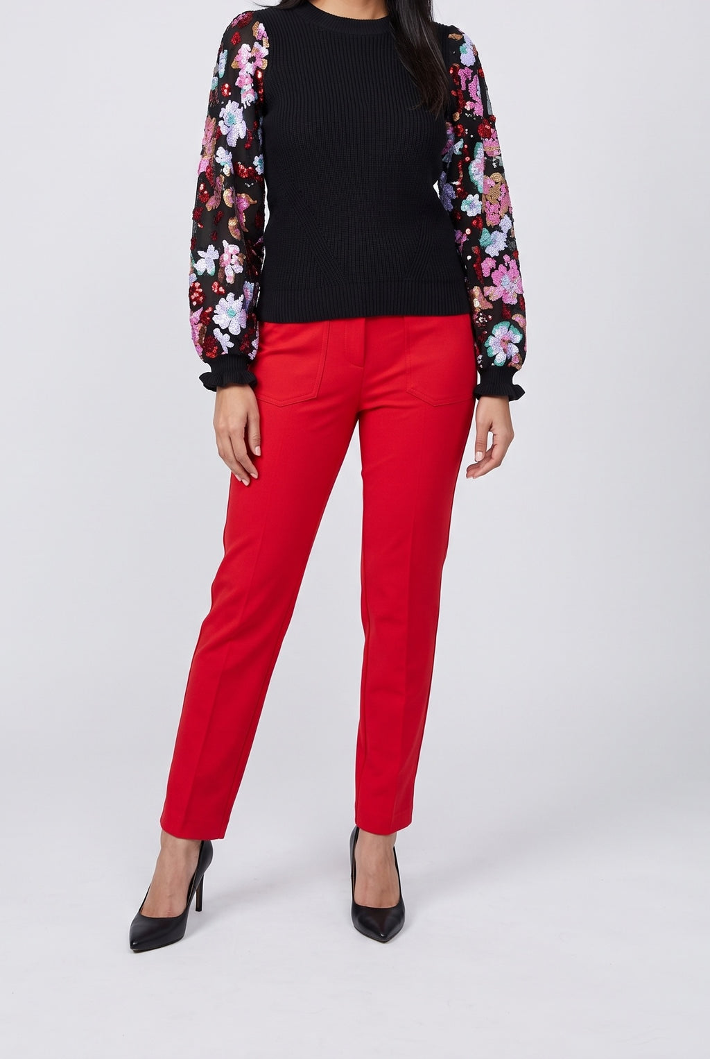 Right Next To You Sequin Sleeve Sweater, Front