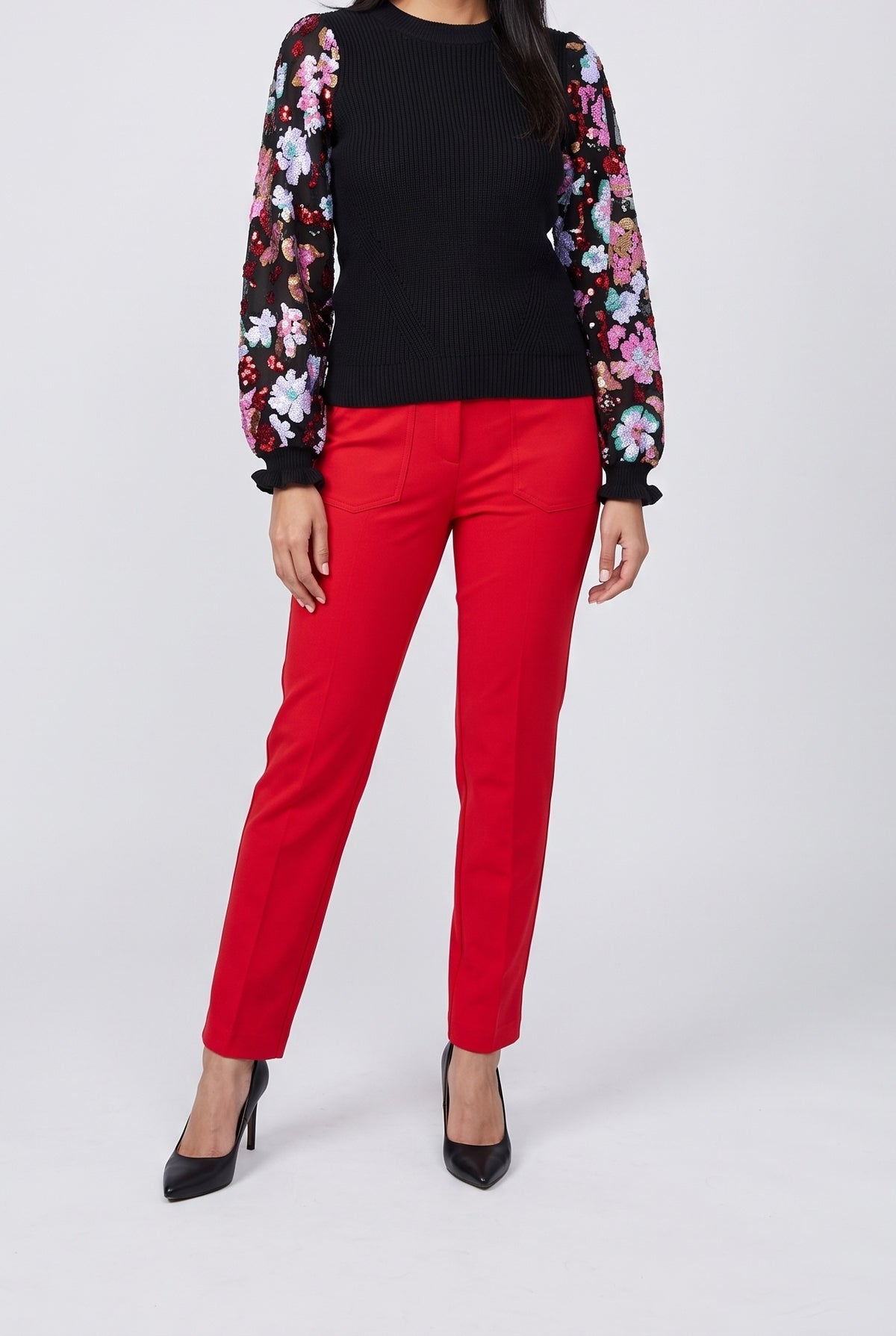 Right Next To You Sequin Sleeve Sweater, Front