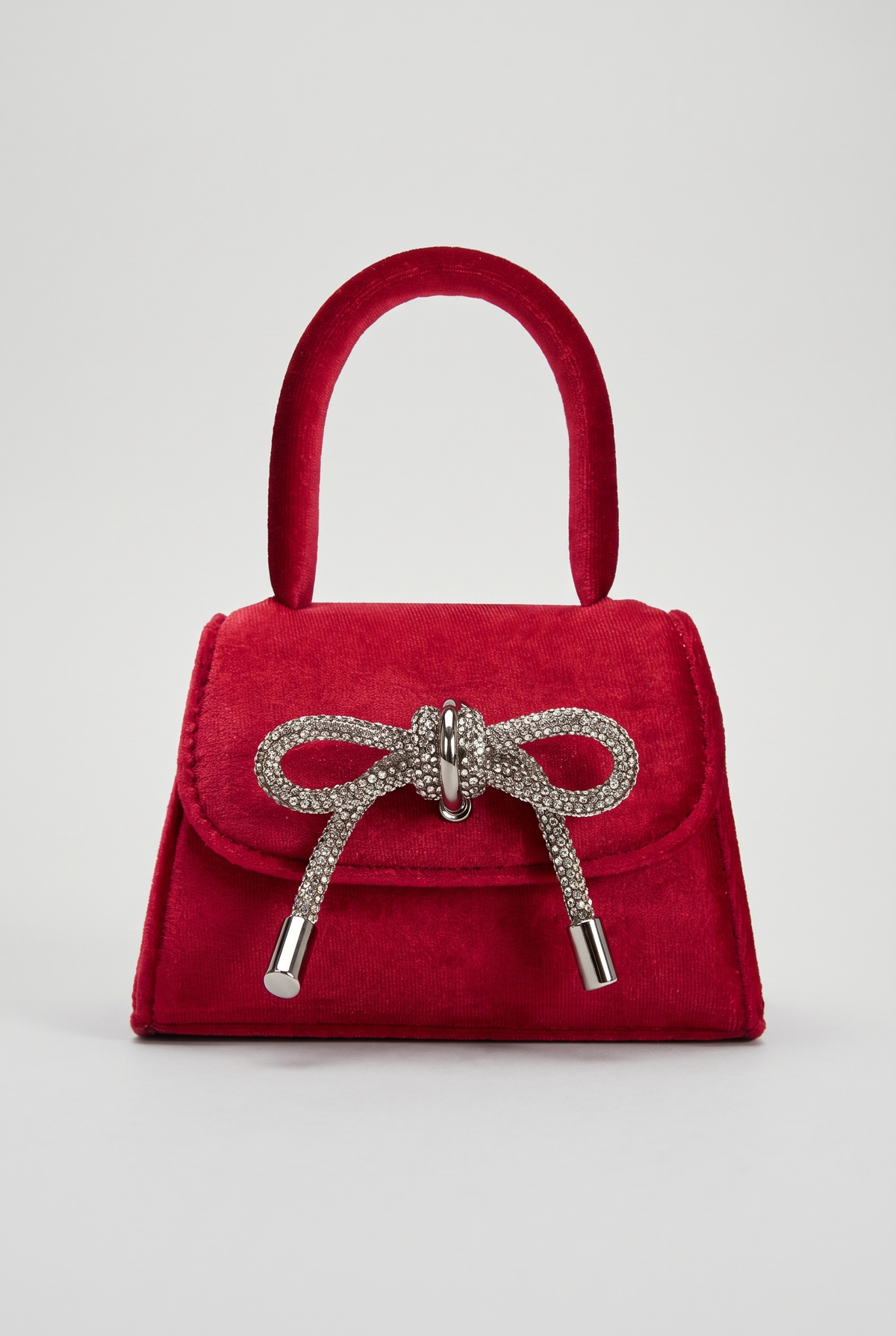 Sabrina Red Mini Velvet Top Handle Bag, Packshot