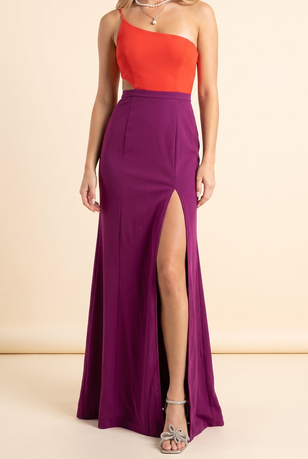 Secret Happiness Color Block Maxi Dress, Front