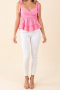 Sending My Love Front Cross Sleeveless Bow Detail Top, Front