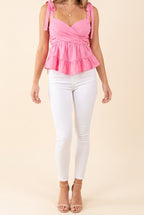Sending My Love Front Cross Sleeveless Bow Detail Top, Front