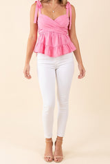 Sending My Love Front Cross Sleeveless Bow Detail Top, Front