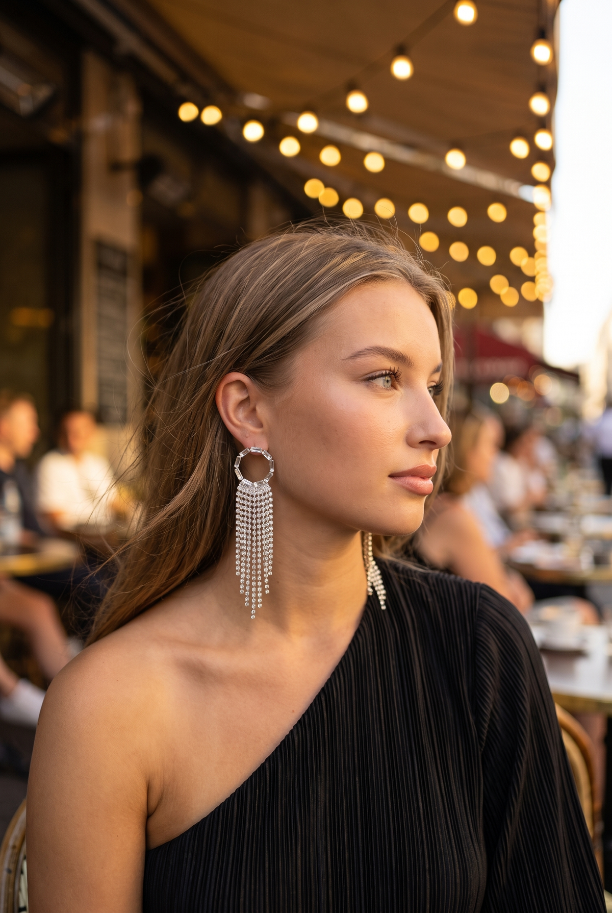 Shyla Drop Style Earring, Silver worn