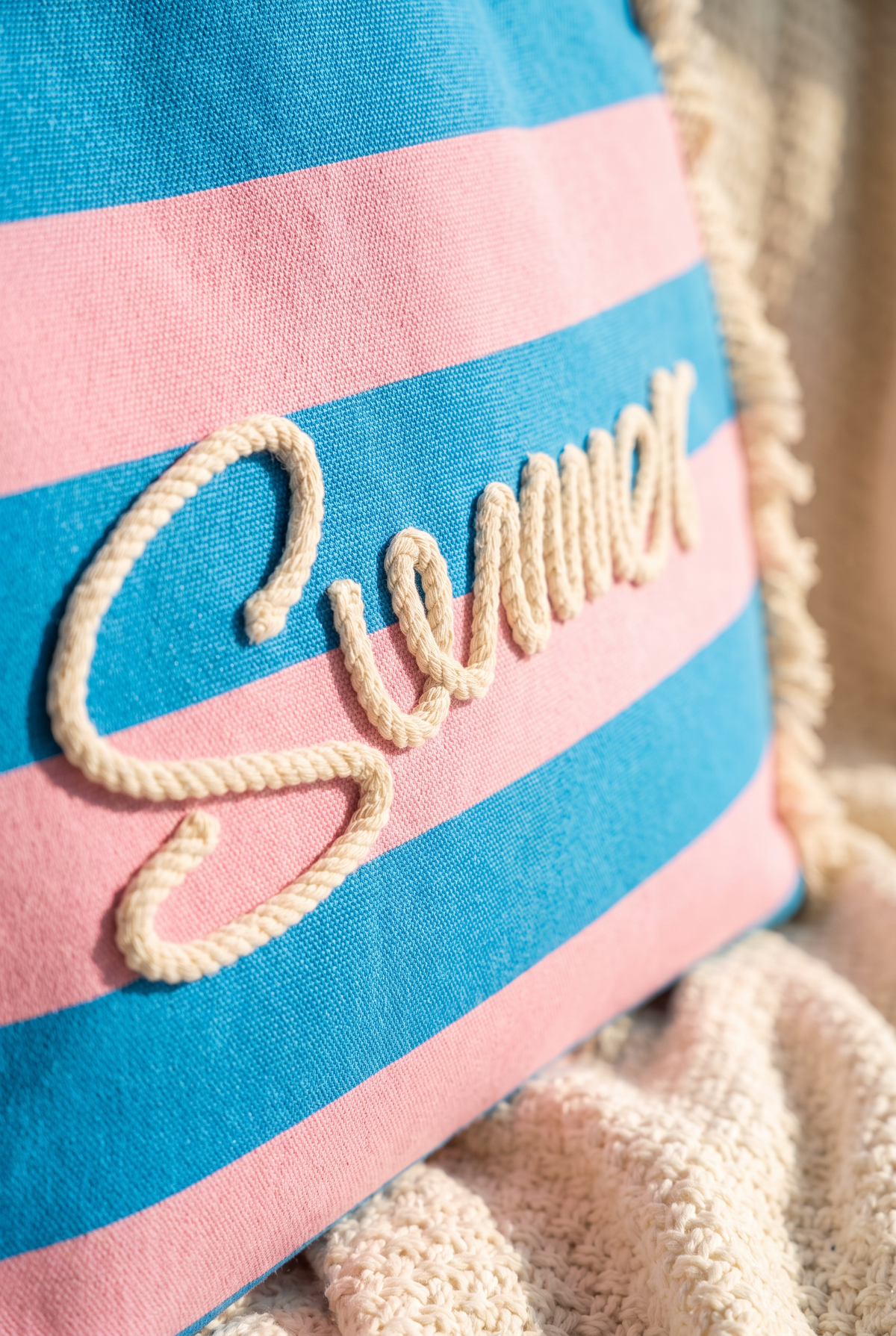 Summer Fringe Striped Tote Bag., Detail