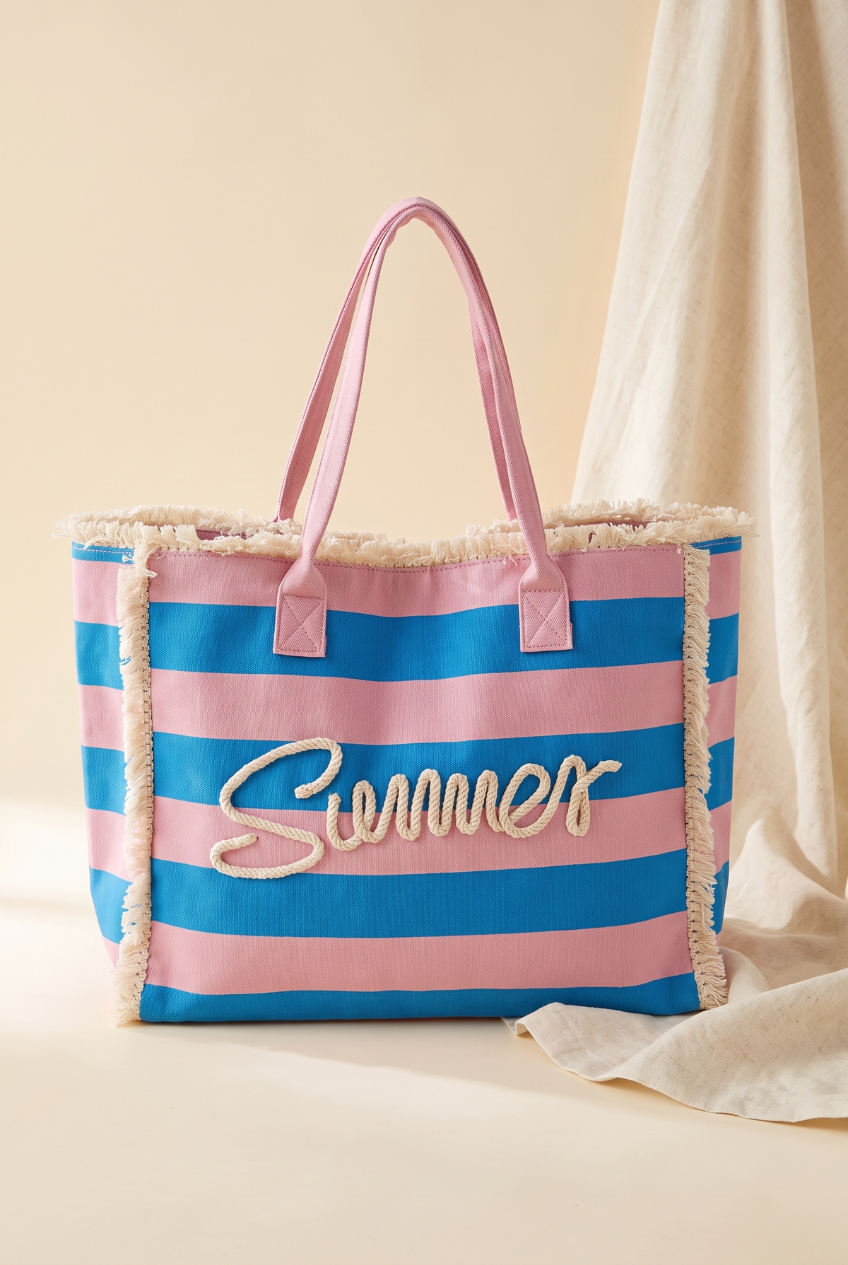 Summer Fringe Striped Tote Bag., Still life