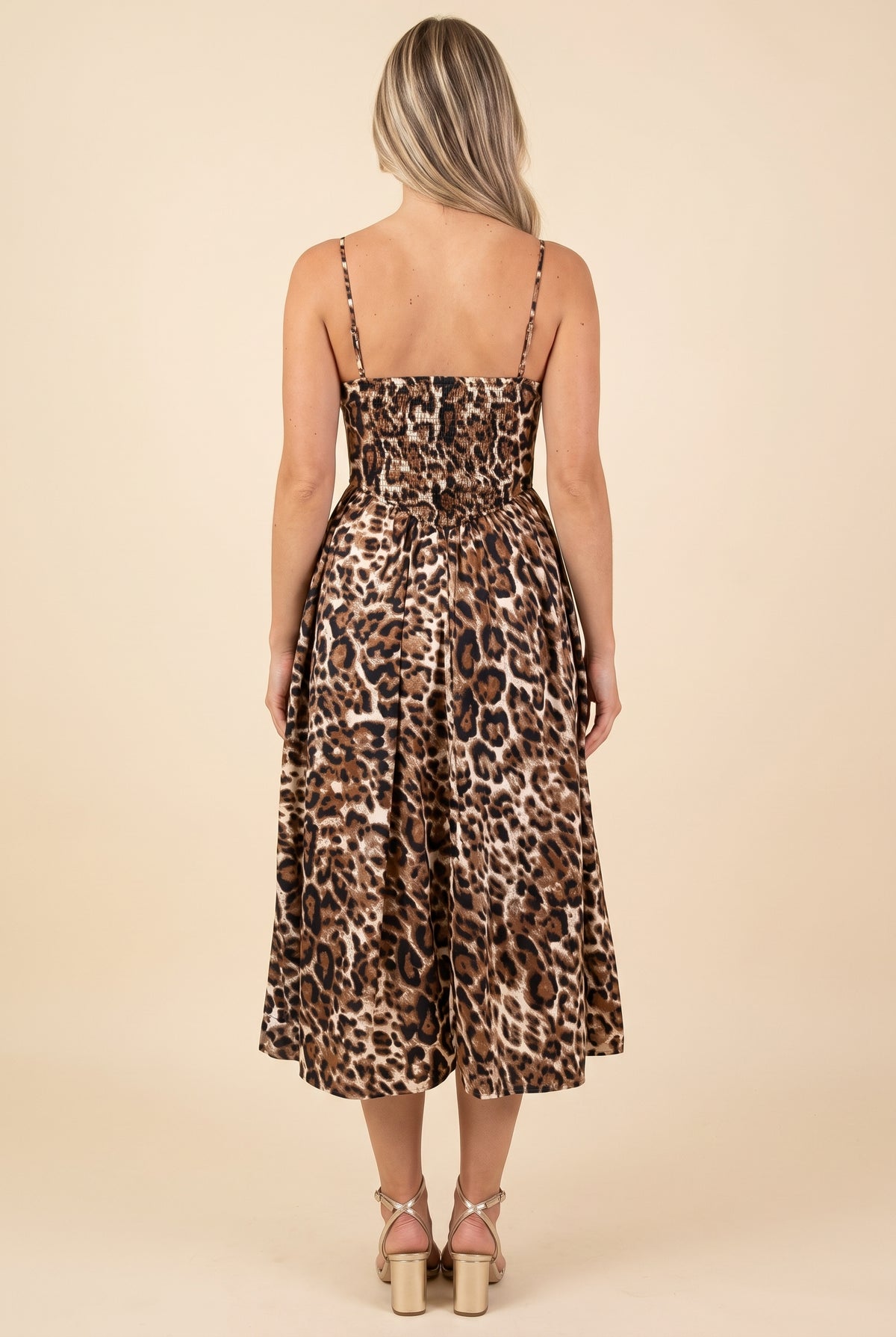 That Don't Impress Me Much Leopard Midi Dress with Rhinestone, Back