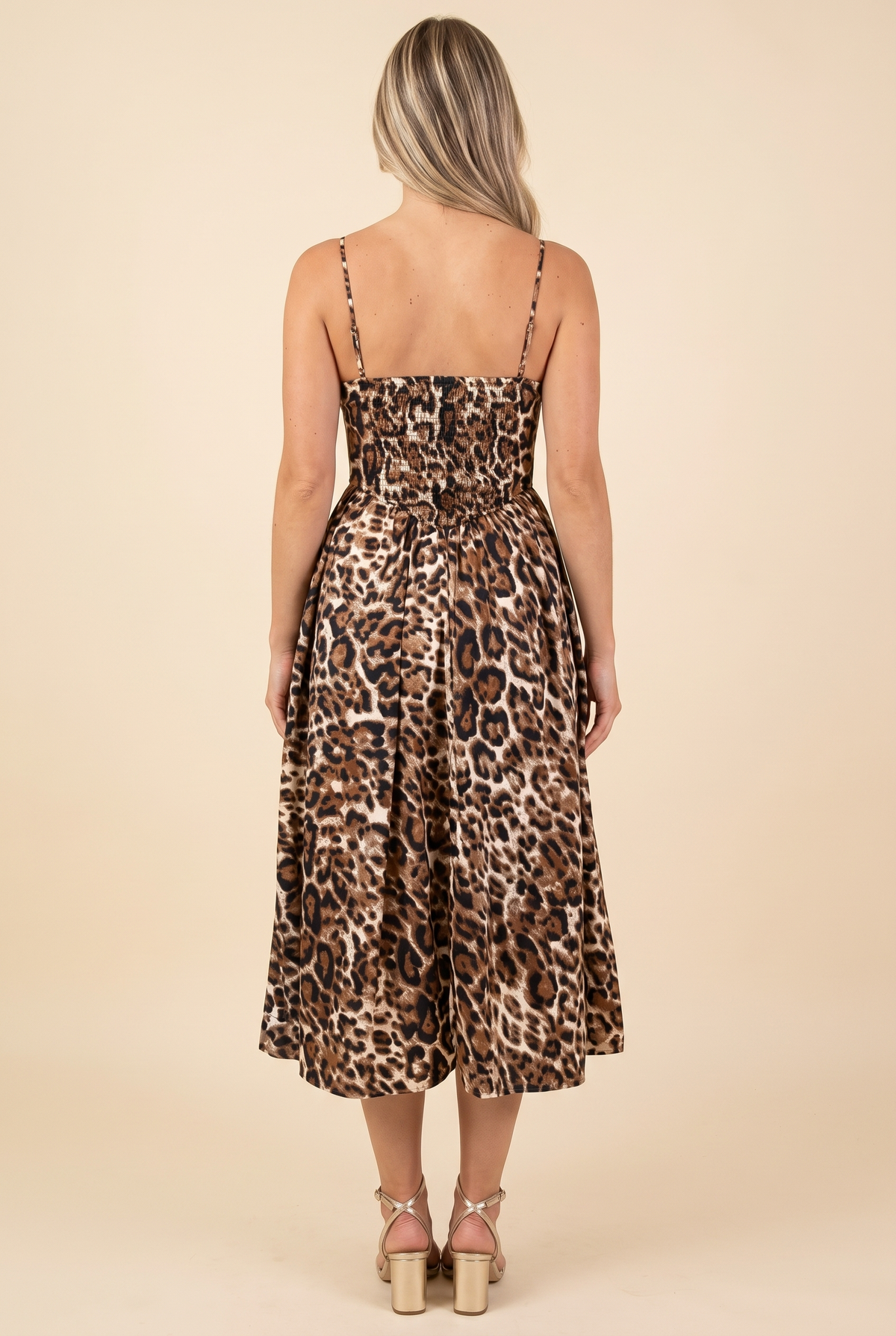 That Don't Impress Me Much Leopard Midi Dress with Rhinestone, Back