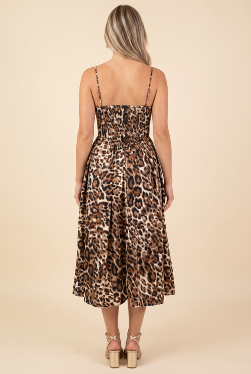 That Don't Impress Me Much Leopard Midi Dress with Rhinestone, Back