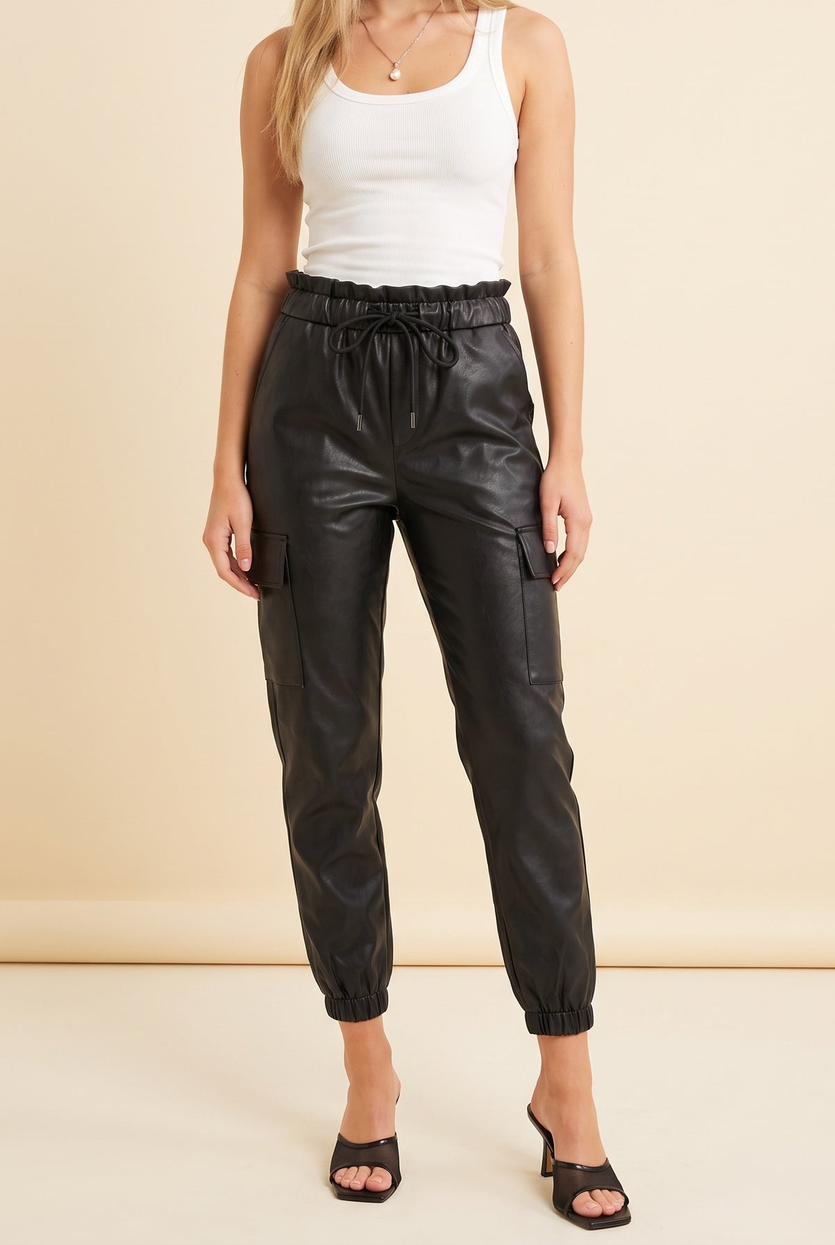 Thinking Out Loud Paper-bag Jogger Pants, Front