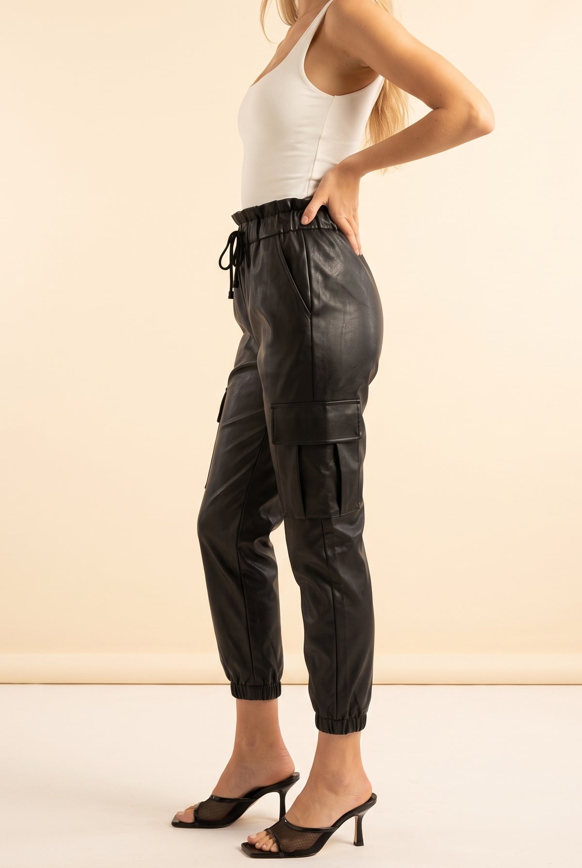 Thinking Out Loud Paper-bag Jogger Pants, Side