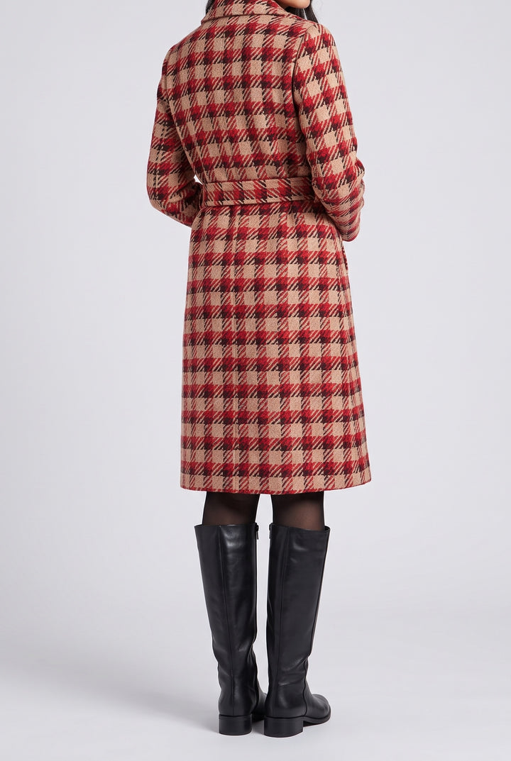 'Tis The Damn Season Plaid Jacquard Belted Coat, Back