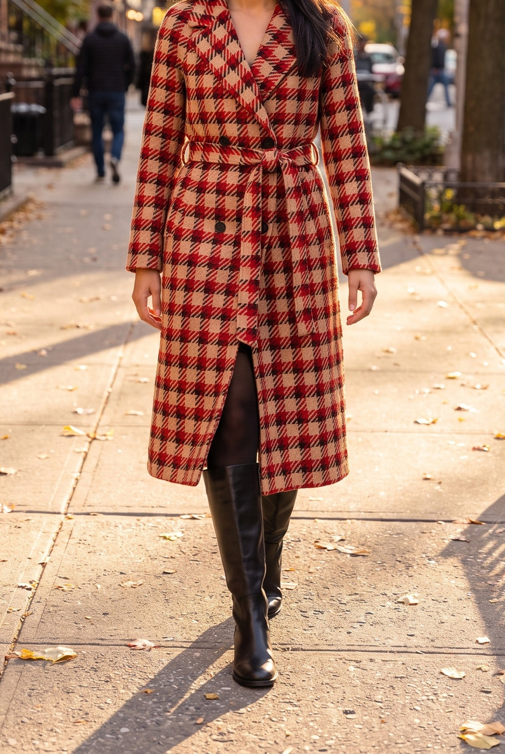 'Tis The Damn Season Plaid Jacquard Belted Coat, Fall street