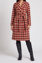 'Tis The Damn Season Plaid Jacquard Belted Coat, Front