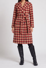 'Tis The Damn Season Plaid Jacquard Belted Coat, Front