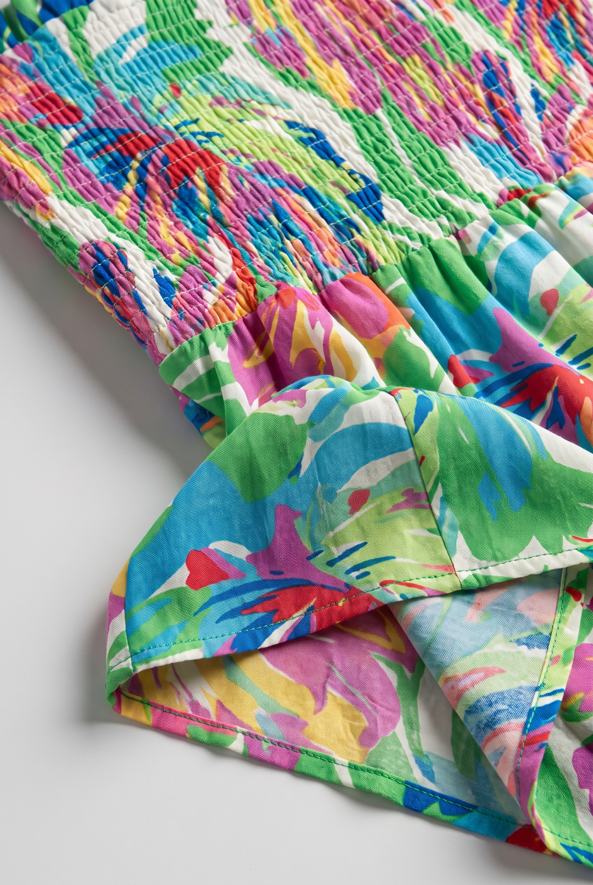 Tropical Breeze Smocked Strapless Maxi Dress, Macro