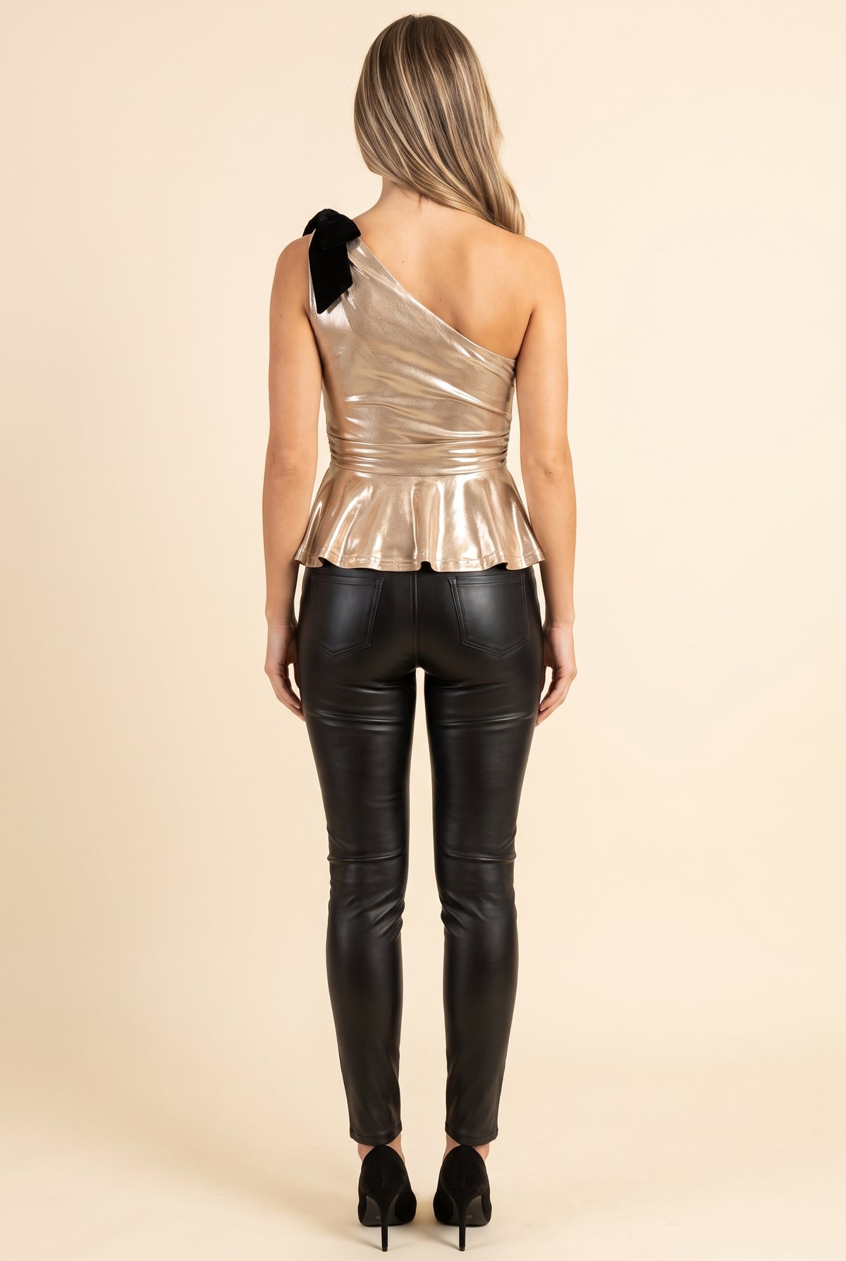 Trying To Get To You One Shoulder Peplum Top, Back