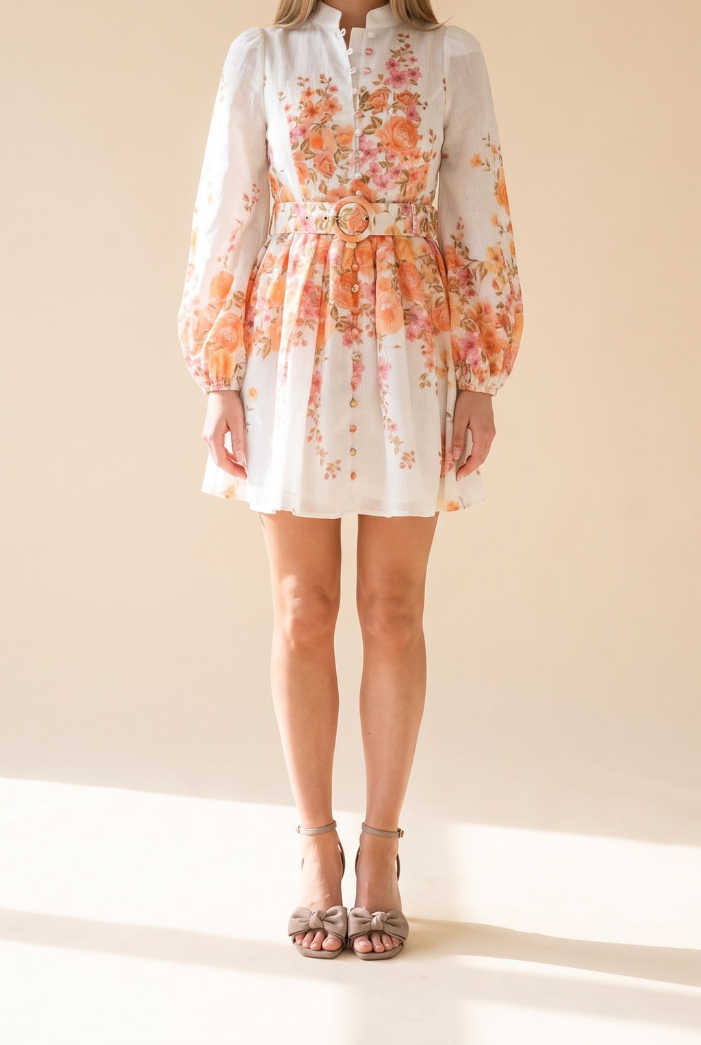 Walking On Sunshine Mock Neck Mini Dress, Front