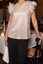What Just Happened Ruffle Sleeve Top, Champagne lifestyle