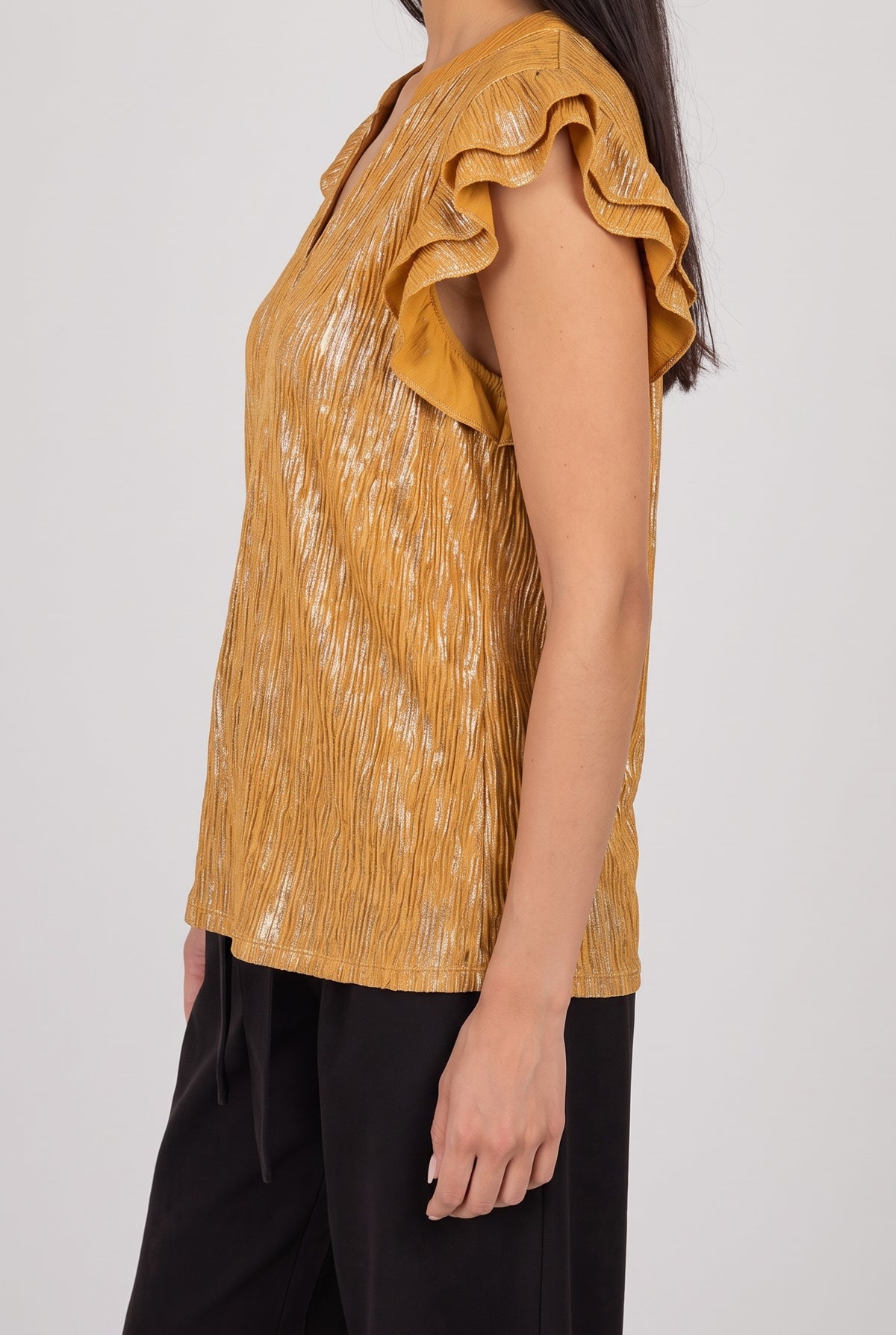 What Just Happened Ruffle Sleeve Top, Side