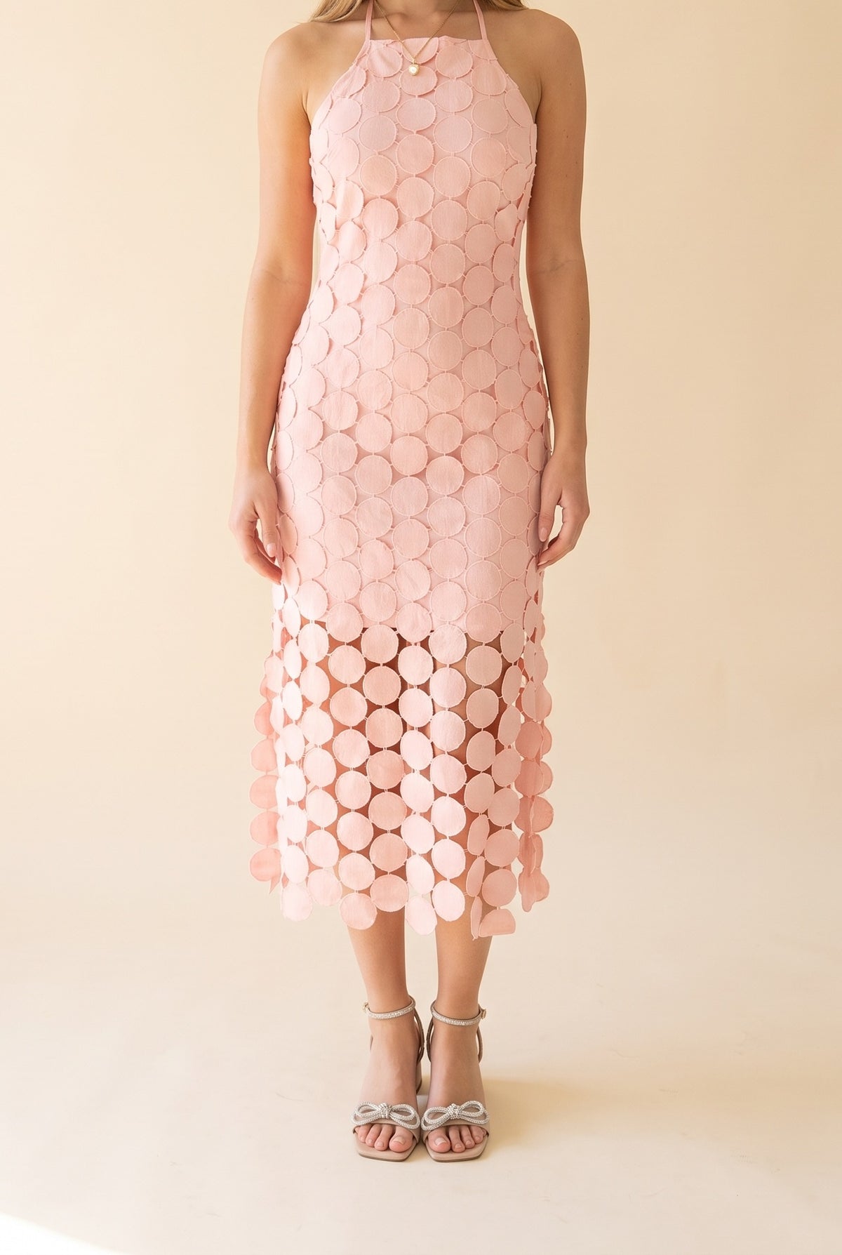 You're Still The One Fringe Crochet Midi Lace Dress, Front