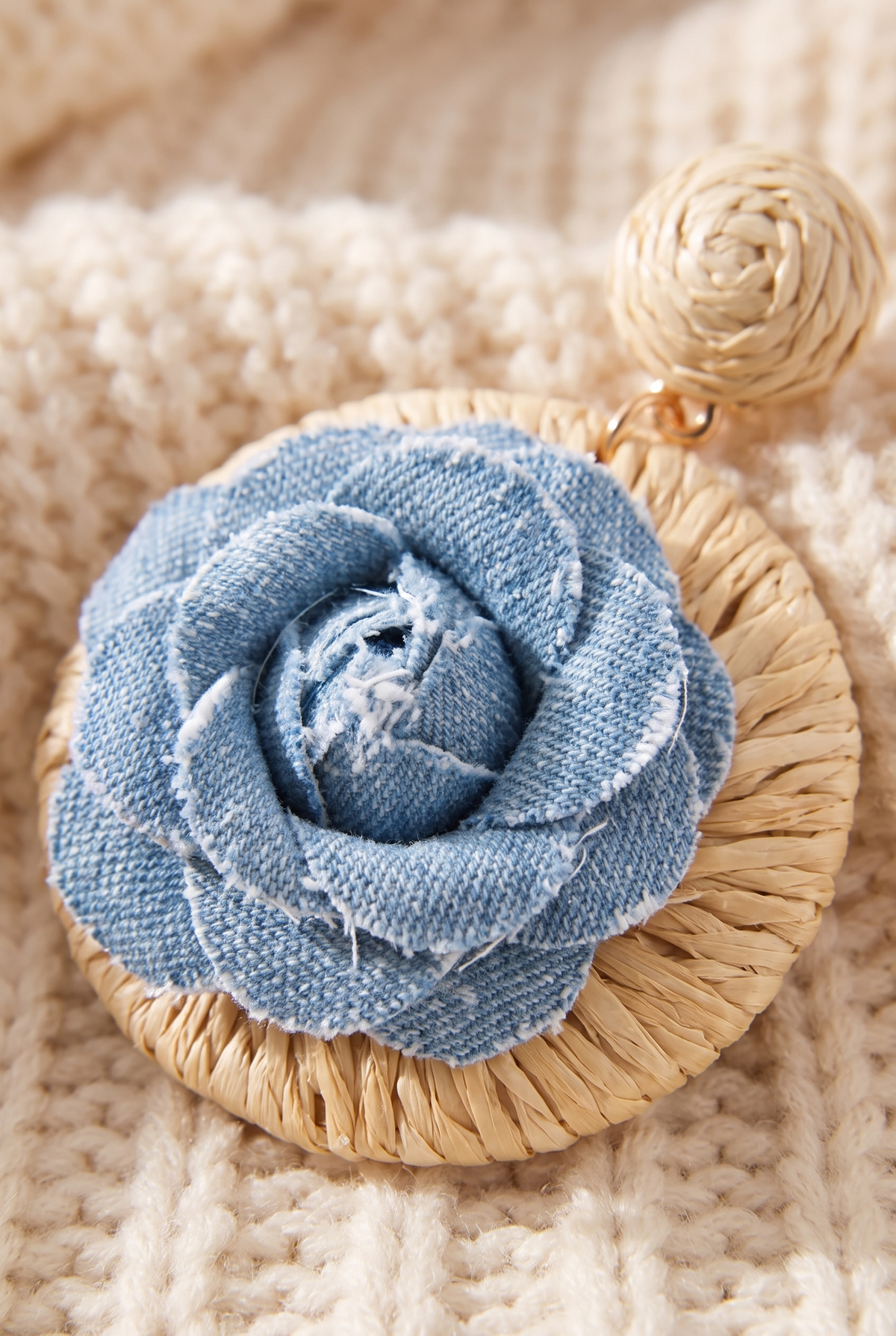 Zoe Denim Flower Earring, Detail