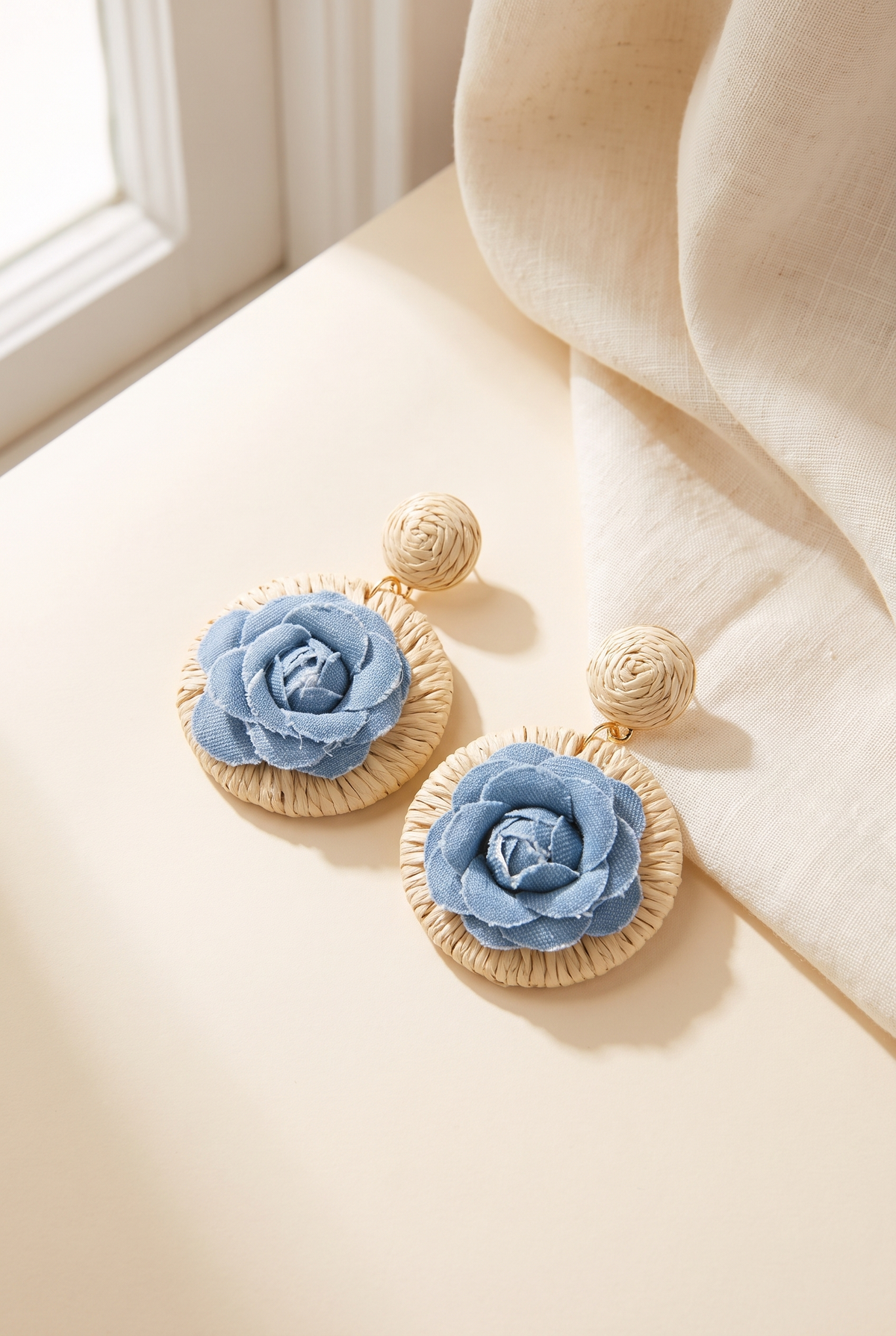 Zoe Denim Flower Earring, Still life
