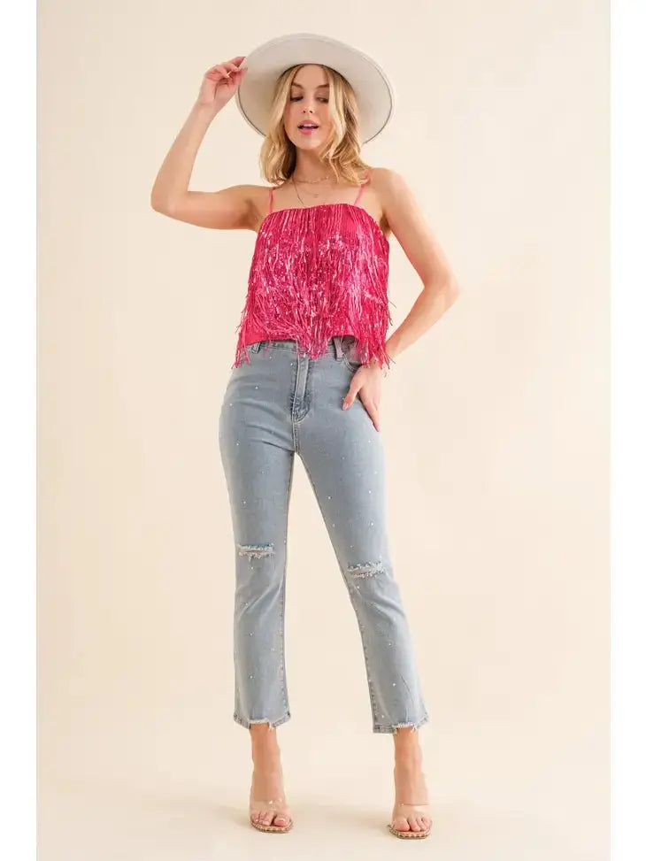 Party Perfect Sequin Tiered Cami Blue B