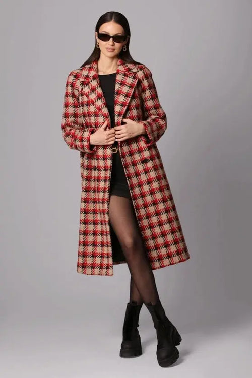 'Tis The Damn Season Plaid Jacquard Belted Coat Avec Les Filles