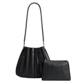 Carrie Black Pleated Vegan Shoulder Bag Melie Bianco