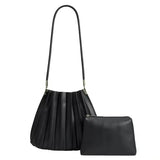 Carrie Black Pleated Vegan Shoulder Bag Melie Bianco