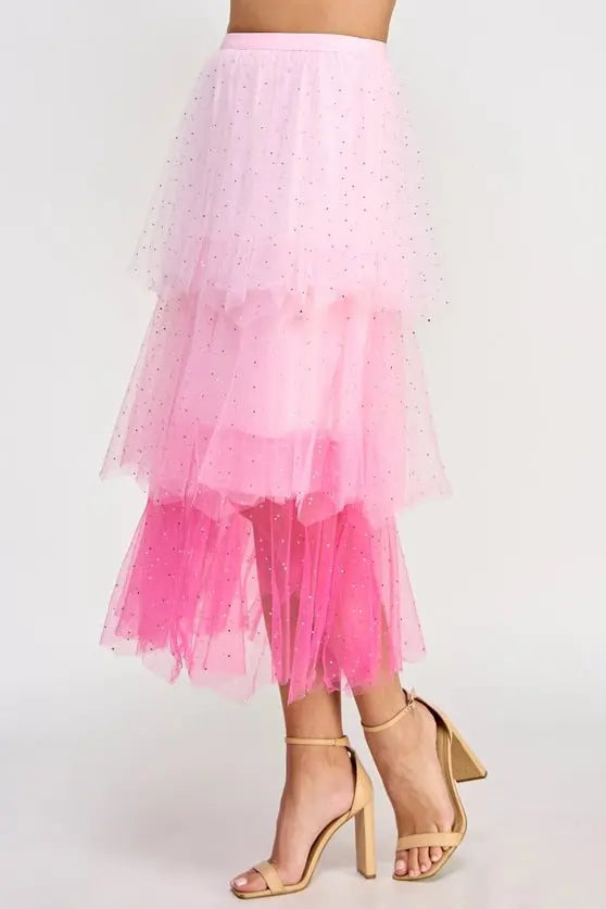 Heart Over Mind Tiered Tulle Midi Skirt Strut & Bolt