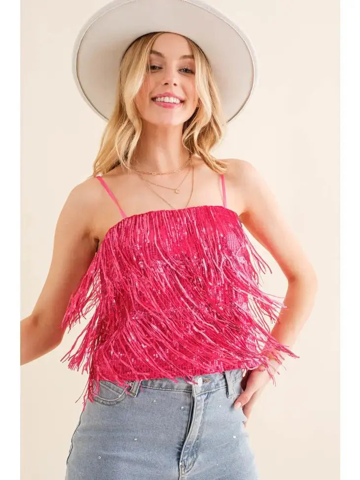 Party Perfect Sequin Tiered Cami Blue B