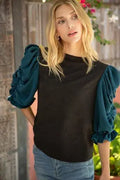 Around The Corner Puff Sleeve Textured Knit Top Voy