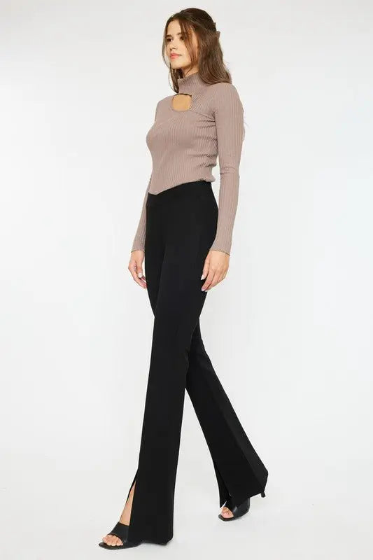 Lead From The Heart Low Rise V Shape Ponte Flare Pants Kan Can