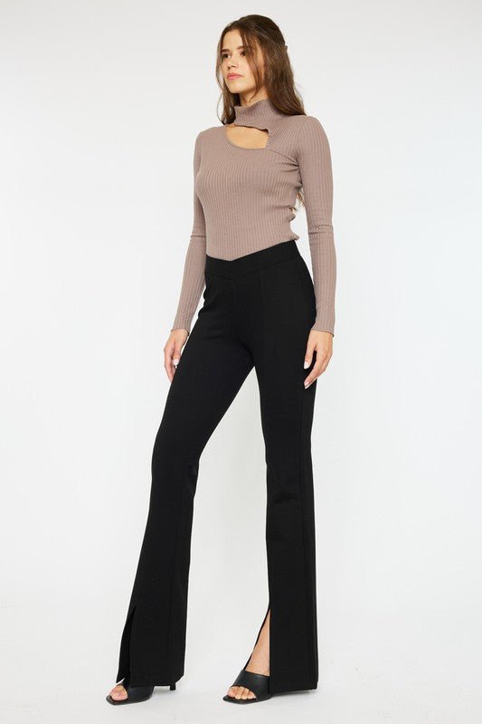 Lead From The Heart Low Rise V Shape Ponte Flare Pants