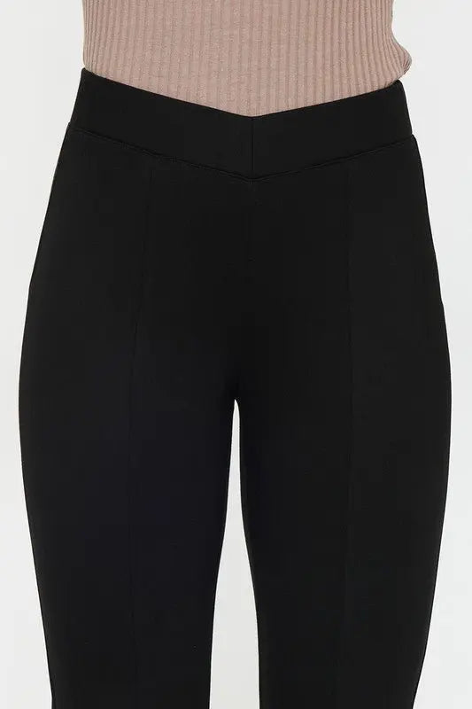 Lead From The Heart Low Rise V Shape Ponte Flare Pants Kan Can