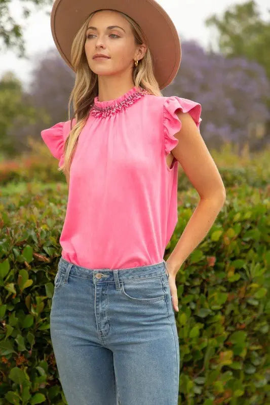 Now And Then Tie Back Suede Top Voy