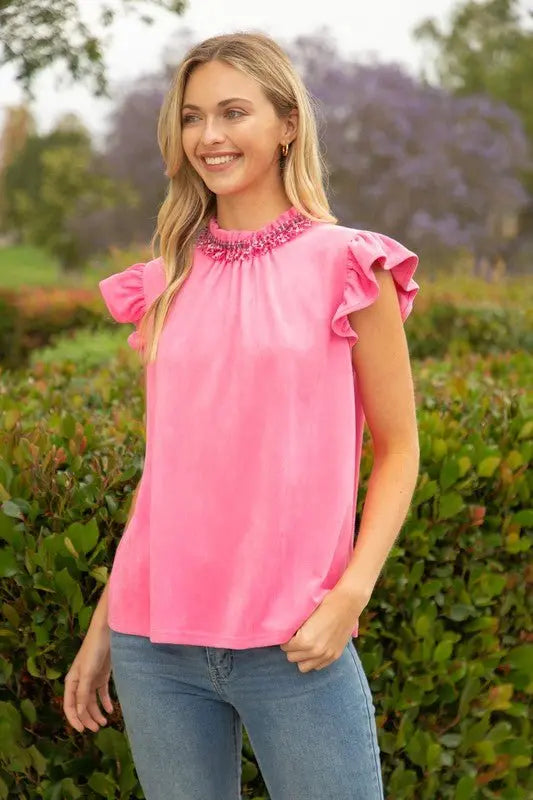 Now And Then Tie Back Suede Top Voy
