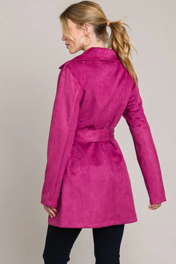 Love Me Like You Do Suede Double Breasted Trench Coat Color Alien
