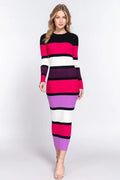 I Don’t Want to Miss a Thing Long Sleeve Color Block Sweater Dress Active Basic