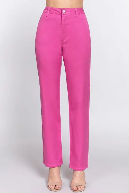 Thinking About You Straight Fit Twill Pants Active Basic