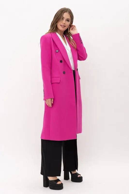 Love You Like A Love Song Long Double Breasted Coat Tea & Cup