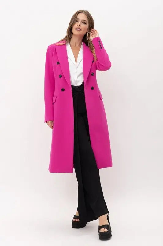 Love You Like A Love Song Long Double Breasted Coat Tea & Cup