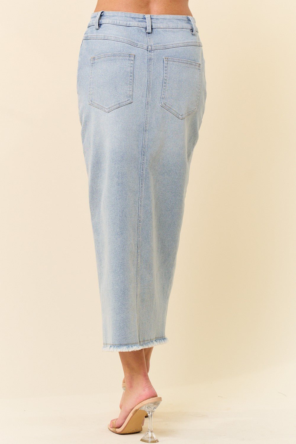 Want You Back Midi Front Slit Denim Skirt