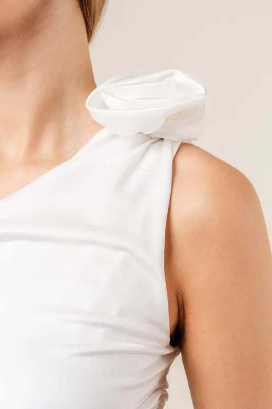 Roses For Me Ruched One Shoulder Top Fore Collection